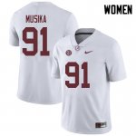 NCAA Women's Alabama Crimson Tide #91 Tevita Musika Stitched College 2018 Nike Authentic White Football Jersey MA17H56JL